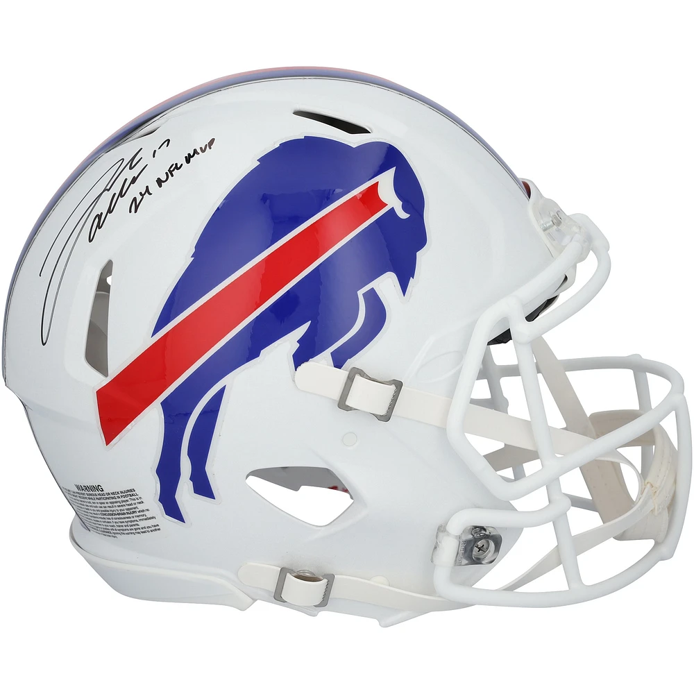 Josh Allen Buffalo Bills Autographed Riddell Speed Authentic Helmet with "24 NFL MVP" Inscription