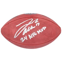 Ballon de football Wilson Duke dédicacé par Josh Allen, Buffalo Bills, en couleur, avec l'inscription « 24 NFL MVP »