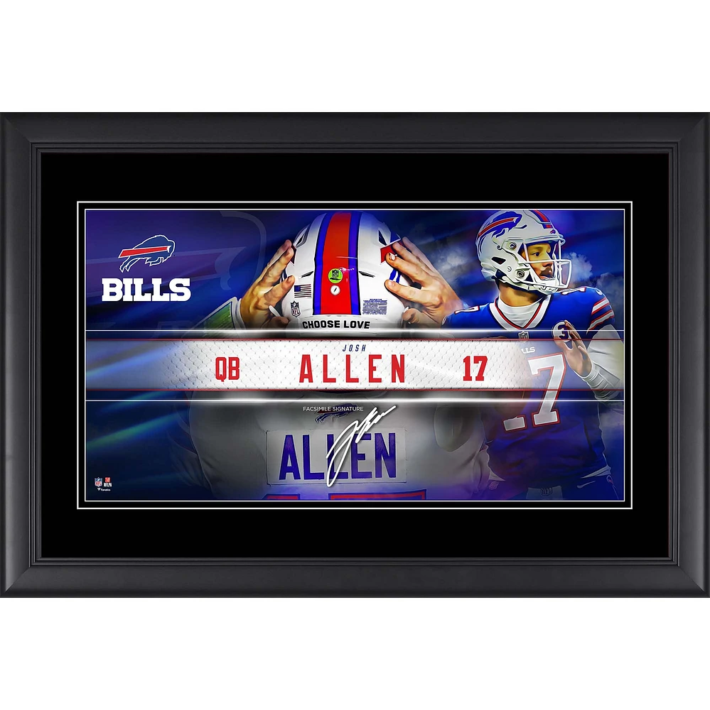Josh Allen Buffalo Bills Facsimile Signature Framed 10" x 18" Player Nameplate Collage