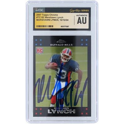 Carte de recrue authentifiée autographiée par Marshawn Lynch Buffalo Bills 2007 Topps Chrome #TC182 CGC Fanatics