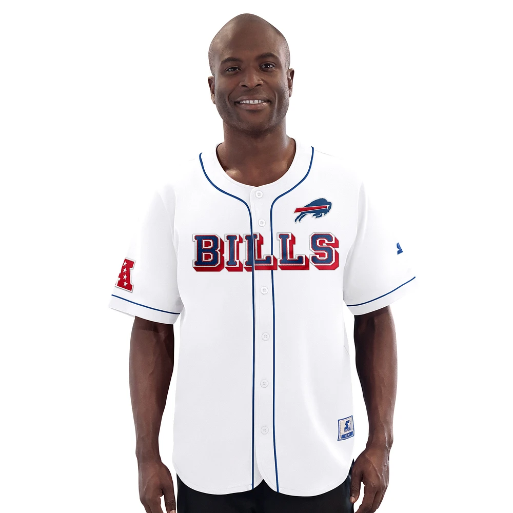 Men's Starter White Buffalo Bills Button-Up Top