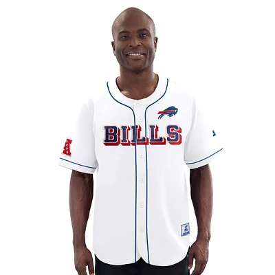 Men's Starter  White Buffalo Bills Button-Up Top