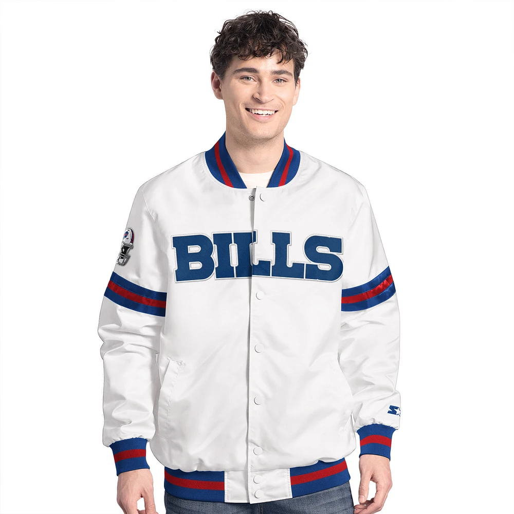 Veste universitaire à boutons-pression Buffalo Bills Starter blanche pour homme