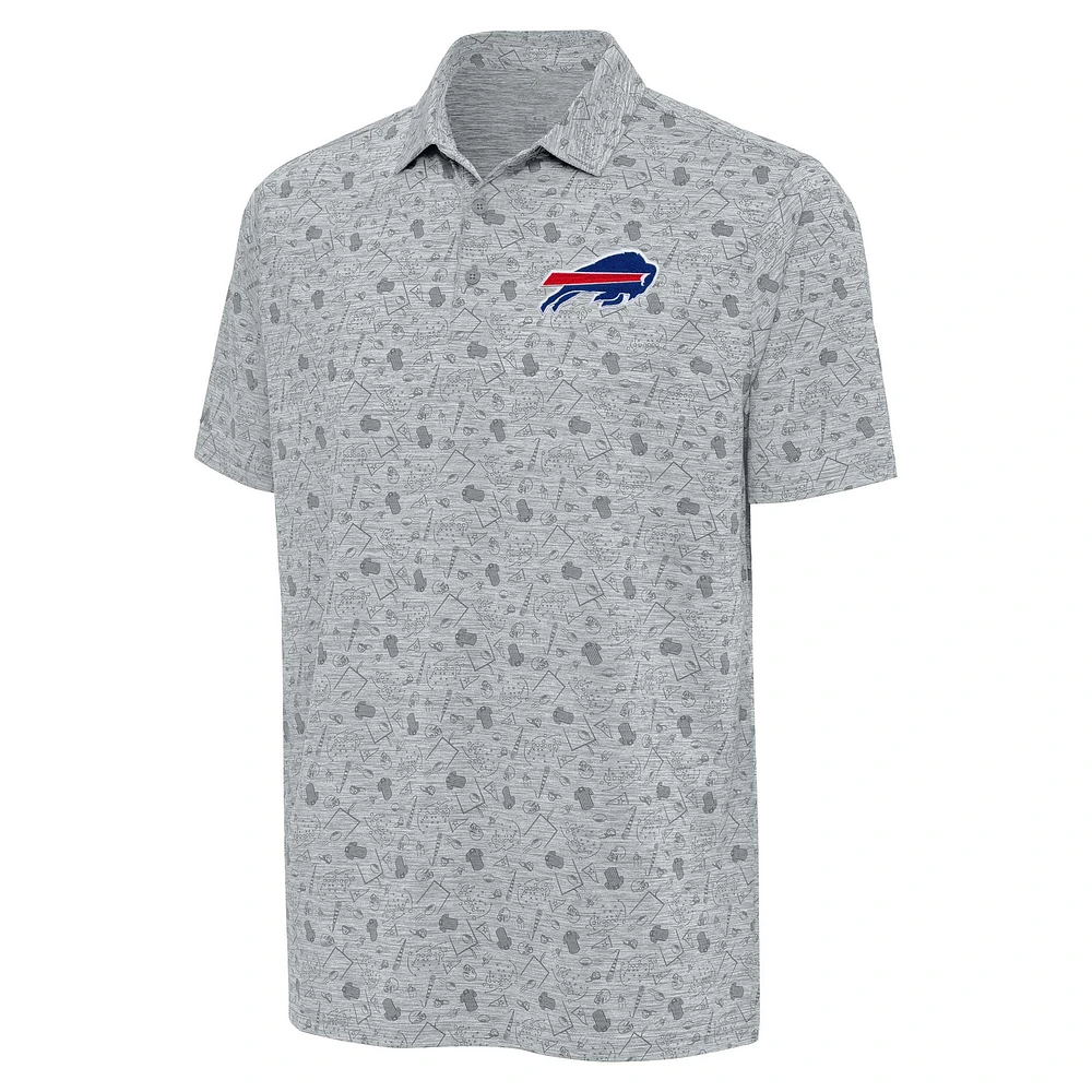 Men's Antigua Heather Gray Buffalo Bills Relentless Polo