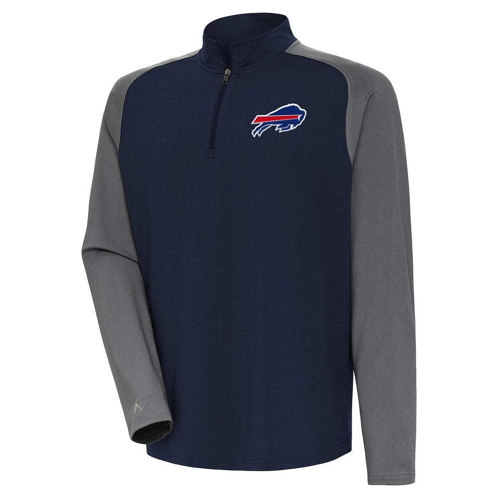 Men's Antigua Navy/Gray Buffalo Bills Dauntless Quarter-Zip Top