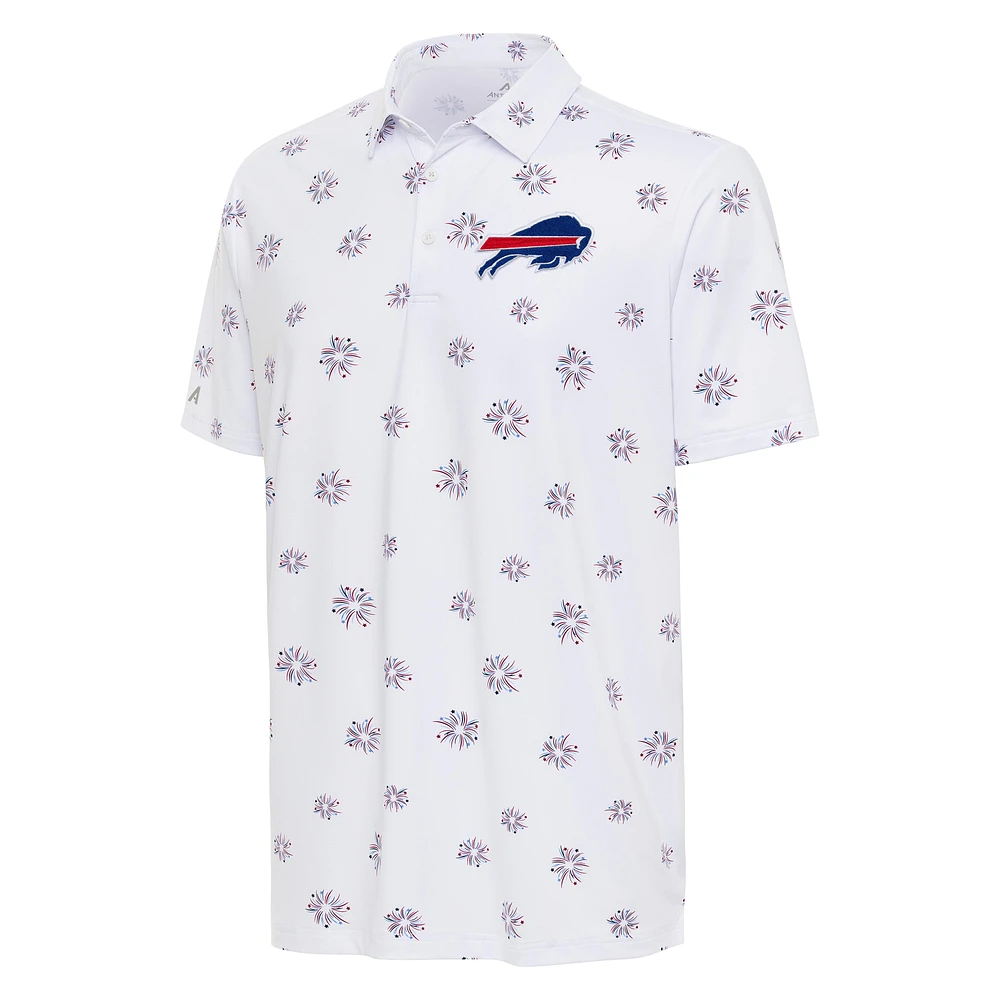 Men's Antigua White Buffalo Bills Fireworks Polo