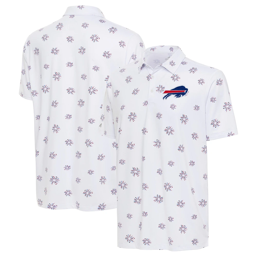 Polo antigua blanc Buffalo Bills Fireworks pour hommes