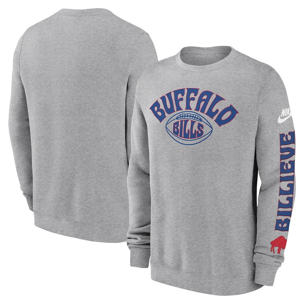 Sweat-shirt à enfiler Nike Charcoal Rewind Club pour homme des Buffalo Bills