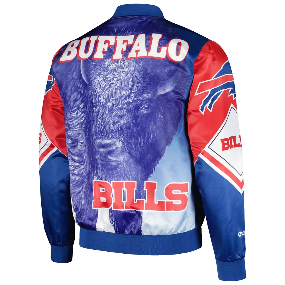 Veste à bouton-pression en satin Chalk Line Royal Buffalo Bills Fanimation pour hommes