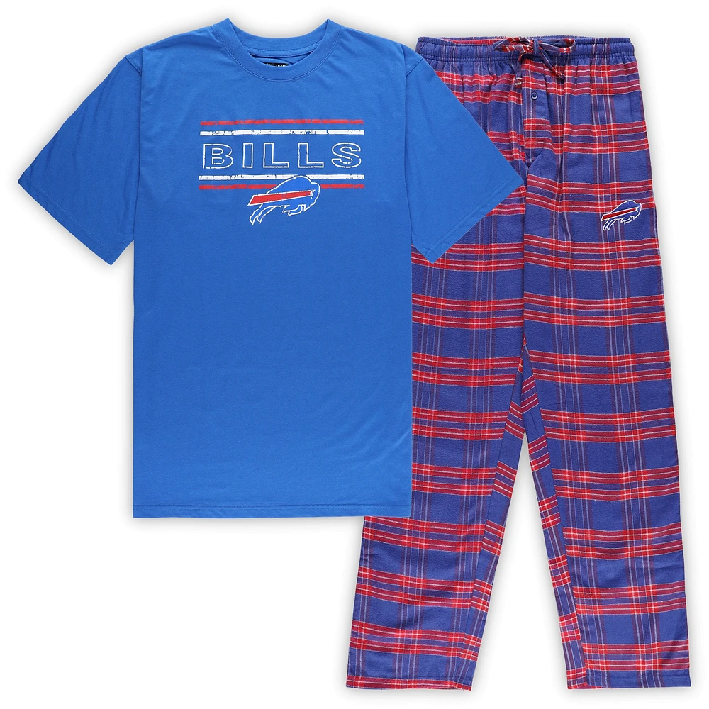 Ensemble de nuit en flanelle Big & Tall Buffalo Bills pour hommes Concepts Sport Royal/rouge