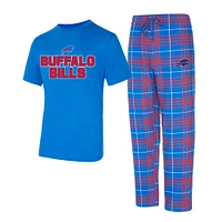 Ensemble de nuit pour homme Concepts Sport Royal/Red Buffalo Bills Vector T-shirt et pantalon en flanelle