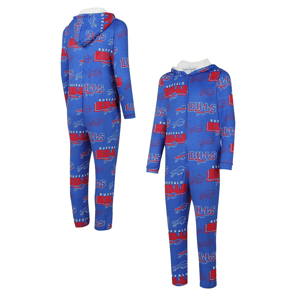 Men's Concepts Sport Royal Buffalo Bills Roadway All Over Microfleece Full-Zip Union Suit