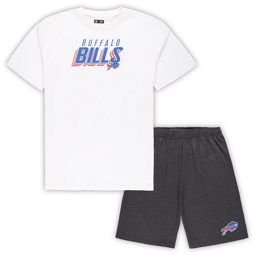 Concepts Sport Men's Concepts Sport White/Charcoal Buffalo Bills Big & Tall  T-Shirt and Shorts Set