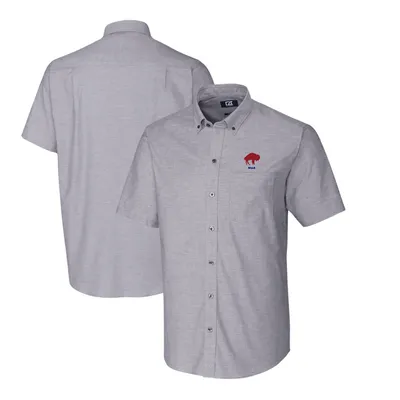 Buffalo Bills Cutter & Buck Throwback Logo Stretch Oxford Button-Down Short Sleeve Shirt