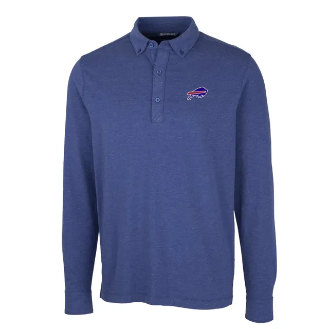 Buffalo Bills Cutter & Buck Advantage Tri-Blend Pique Long Sleeve  Button-Down Shirt - Blue