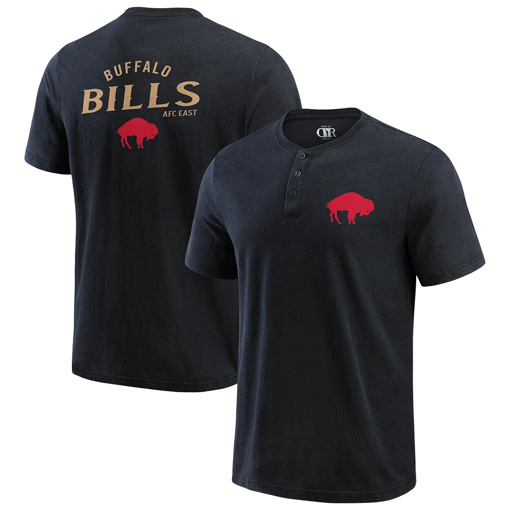 T-shirt Henley délavé noir Buffalo Bills pour homme de la collection Darius Rucker Fanatics