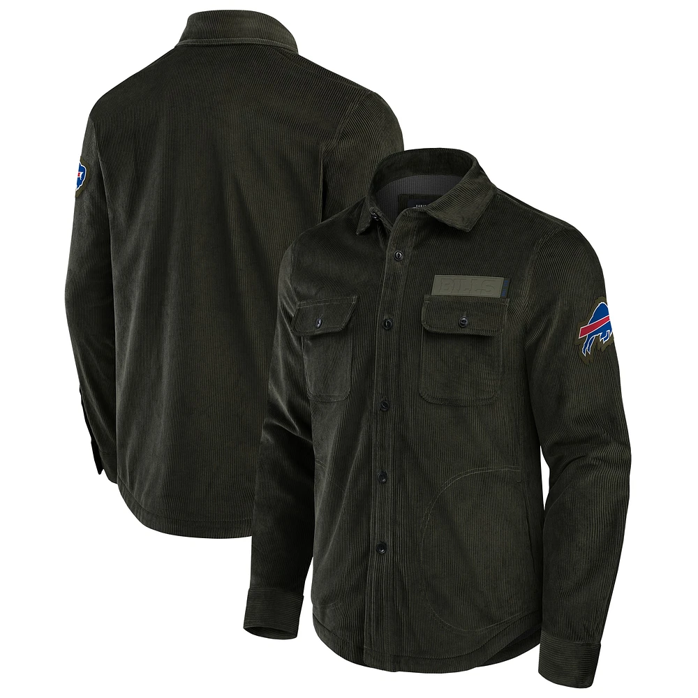 Men's Darius Rucker Collection by Fanatics Dark Green Buffalo Bills Corduroy Full-Button Shacket