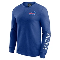 T-shirt à manches longues en tricot gaufré délavé pour homme de la collection Darius Rucker par Fanatics Royal Buffalo Bills