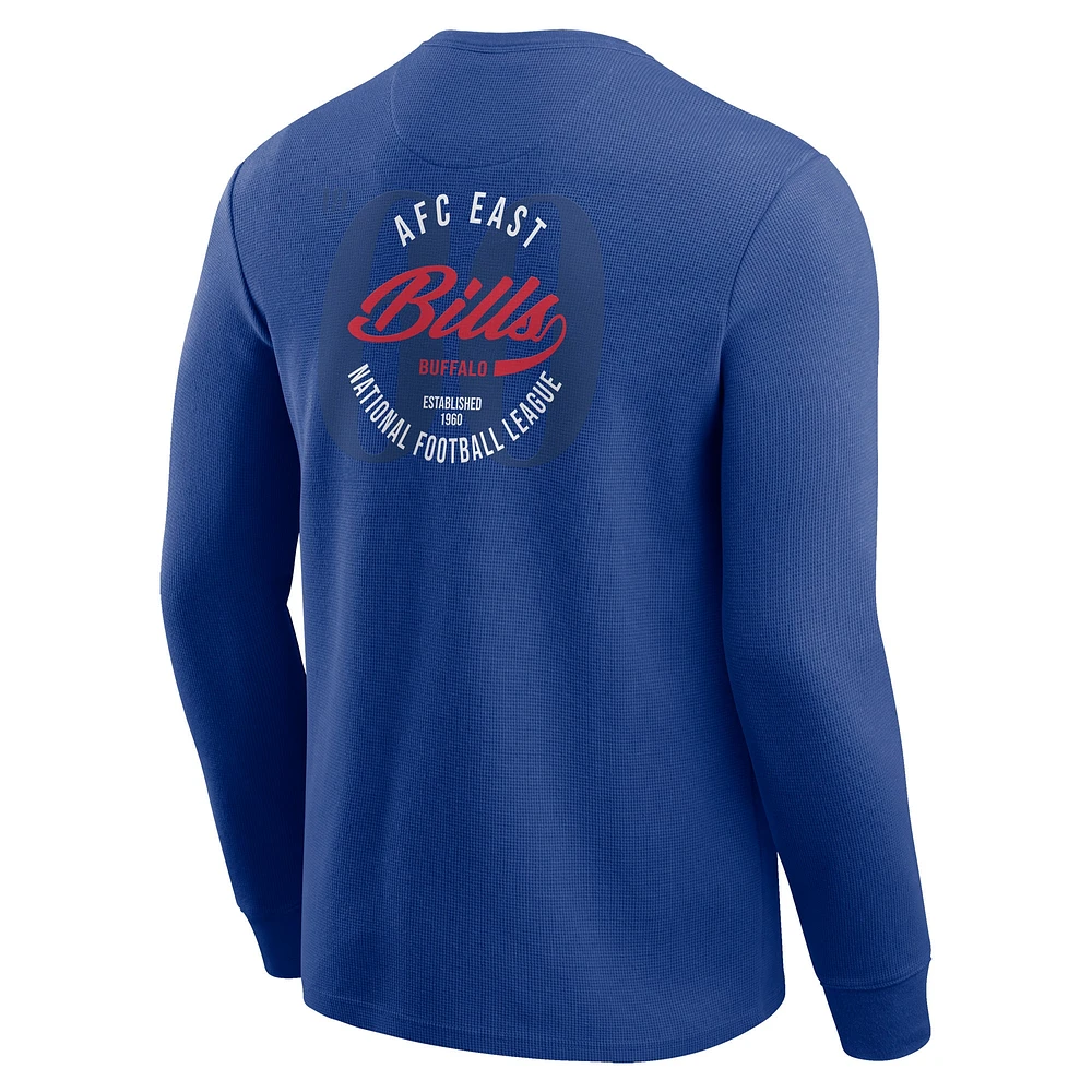 T-shirt à manches longues en tricot gaufré délavé pour homme de la collection Darius Rucker par Fanatics Royal Buffalo Bills