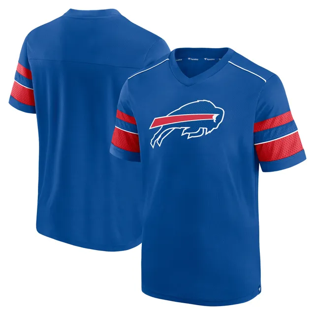 New England Patriots Fanatics Branded Textured Throwback Hashmark V-Neck T- Shirt - Royal