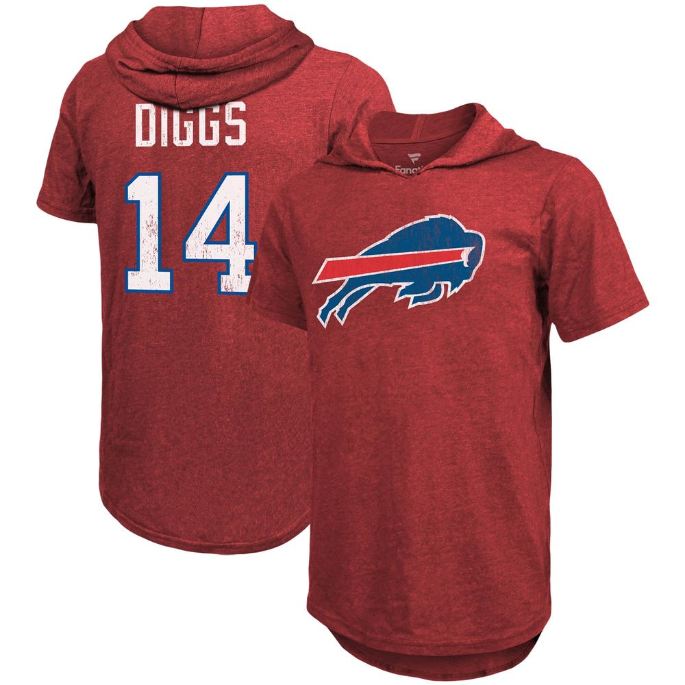 Majestic Threads Men's Fanatics Branded Stefon Diggs Heathered Red Buffalo  Bills Name & Number Tri-Blend Hoodie T-Shirt