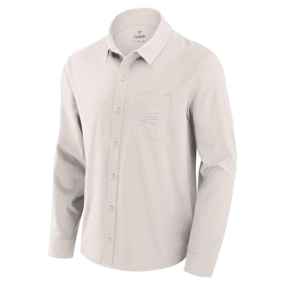 Chemise boutonnée à manches longues Fanatics Cream Buffalo Bills Front Office pour hommes