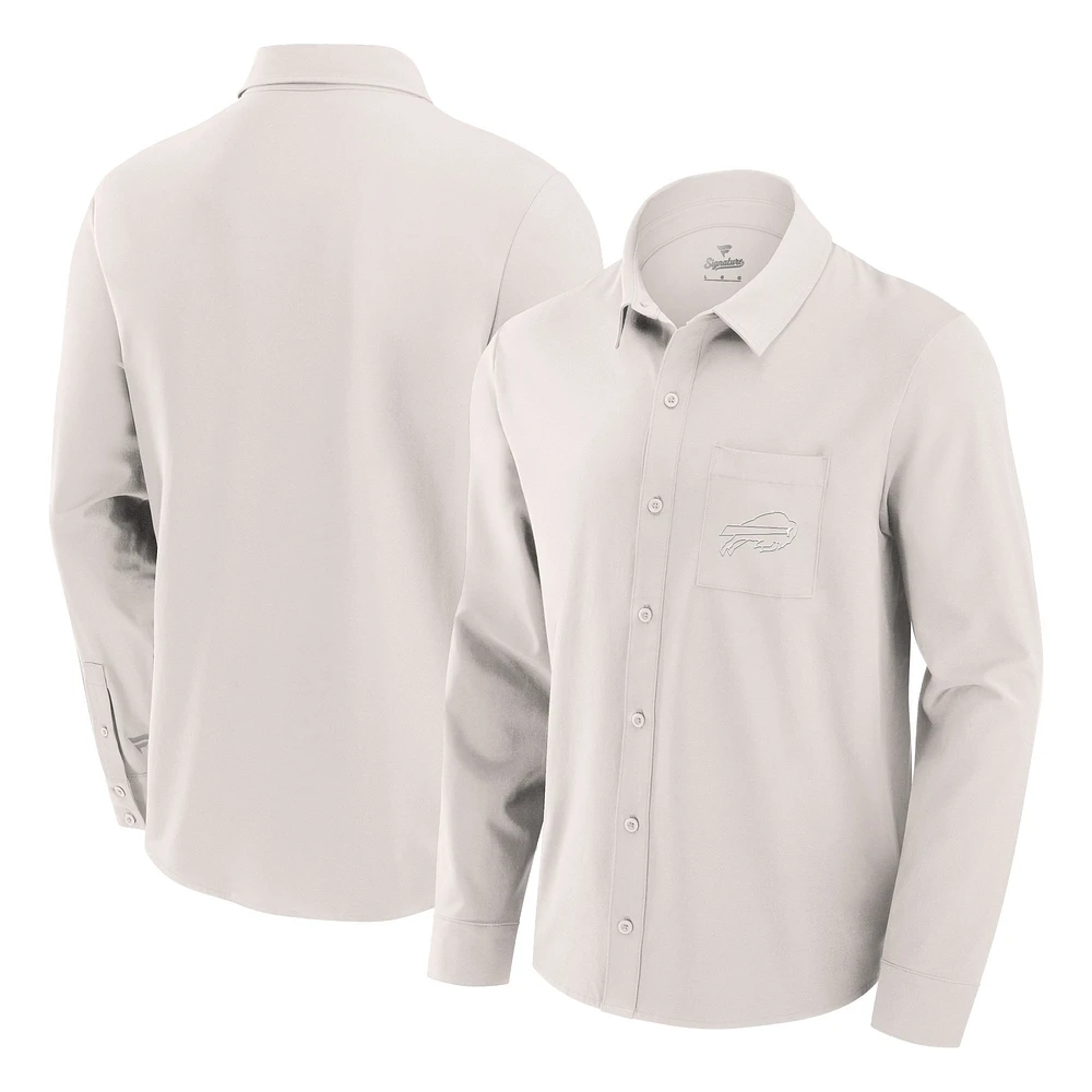 Chemise boutonnée à manches longues Fanatics Cream Buffalo Bills Front Office pour hommes