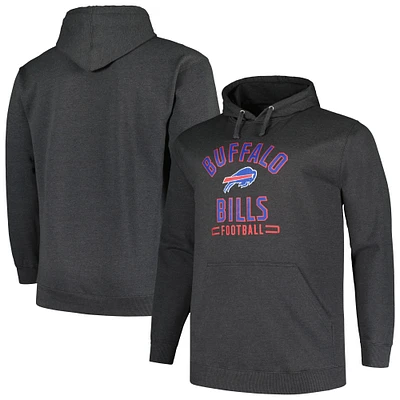 Men's Fanatics Heather Charcoal Buffalo Bills Big & Tall Pullover Hoodie