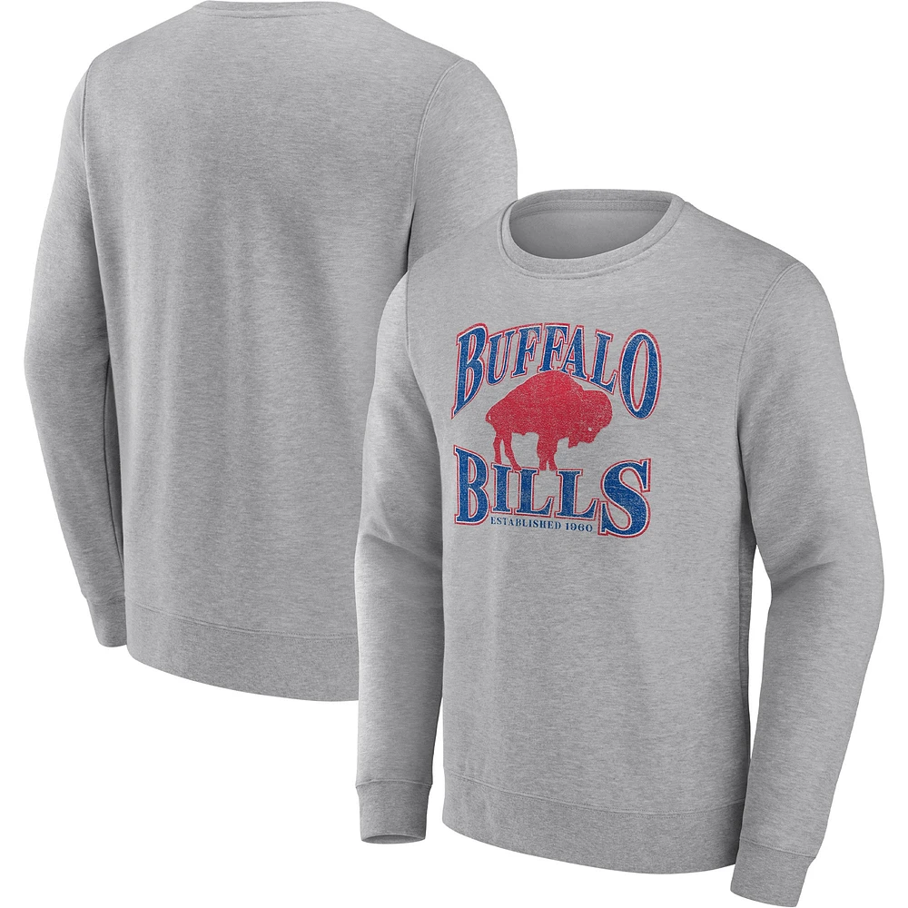 Chandail à capuchon Fanatics Heathered Charcoal Buffalo Bills pour hommes