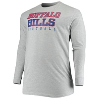 T-shirt à manches longues pour hommes Fanatics Heathered Grey Buffalo Bills Big & Tall Practice