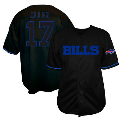 Chemise boutonnée de baseball Fanatics Josh Allen Black Buffalo Bills Big & Tall pour hommes