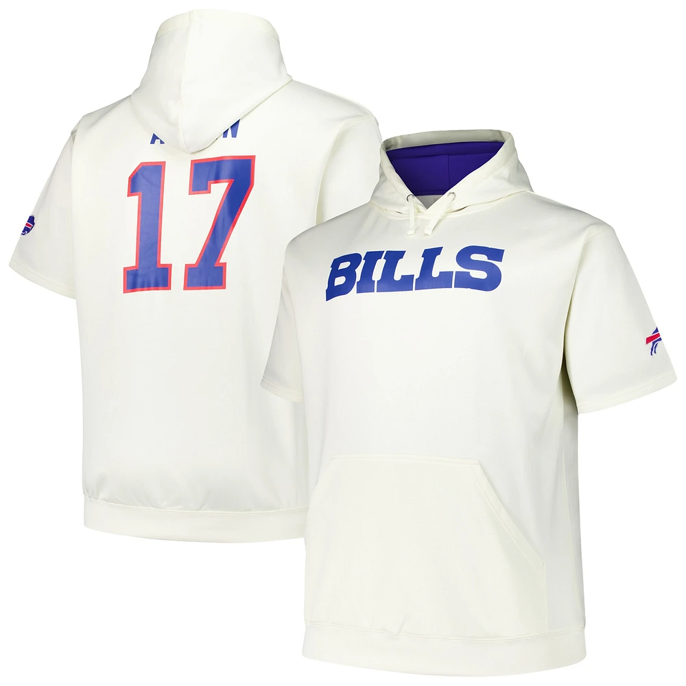 T-shirt à capuche manches courtes Fanatics Josh Allen crème Buffalo Bills Big & Tall pour hommes