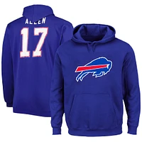 Men's Fanatics Josh Allen Royal Buffalo Bills Big & Tall Fleece Name Number Pullover Hoodie