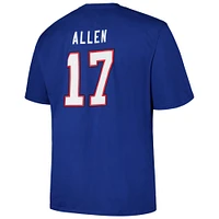 Fanatics pour hommes Josh Allen Royal Buffalo Bills Big & Tall Player Name Number T-shirt