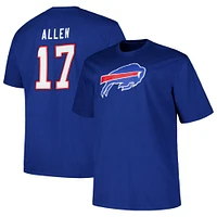 Fanatics pour hommes Josh Allen Royal Buffalo Bills Big & Tall Player Name Number T-shirt