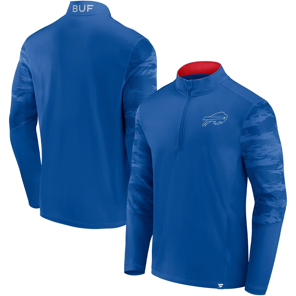 Veste à quart de zip Fanatics Royal/Red Buffalo Bills Ringer pour hommes