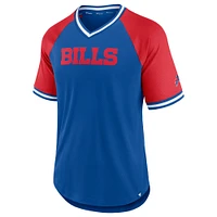 T-shirt à col en V Fanatics Royal/Red Buffalo Bills Second Wind Raglan pour hommes