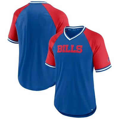 T-shirt raglan à col en V Second Wind Fanatics Royal/Red Buffalo Bills pour hommes