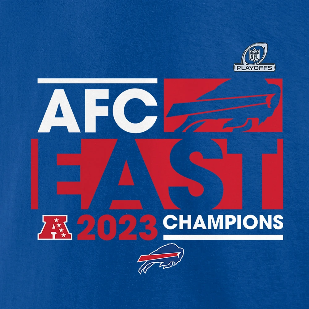 T-shirt Conquer des champions de la division Est l'AFC 2023 Fanatics Royal Buffalo Bills pour hommes