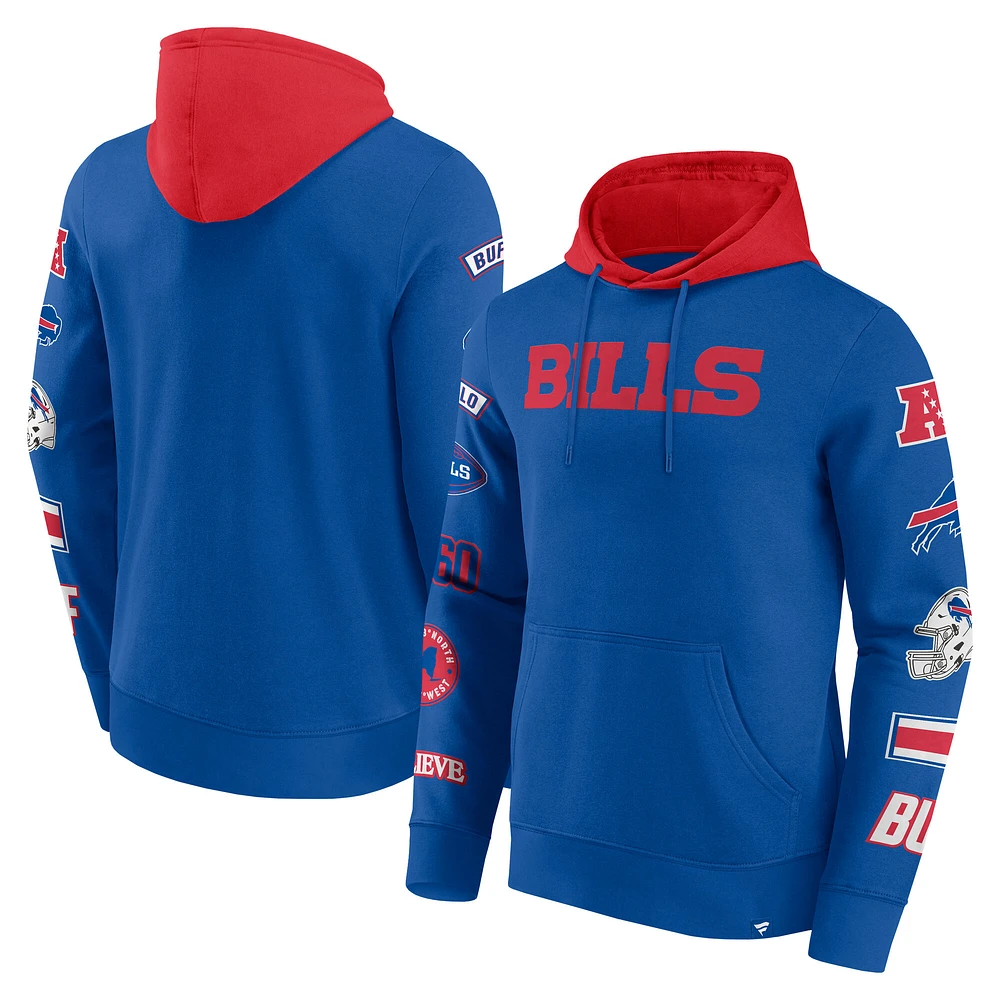 Sweat à capuche patchs Fanatics Royal Buffalo Bills pour hommes de grande taille