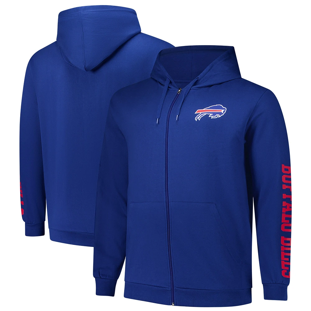 Sweat à capuche zippé manches longues Fanatics Royal Buffalo Bills pour hommes