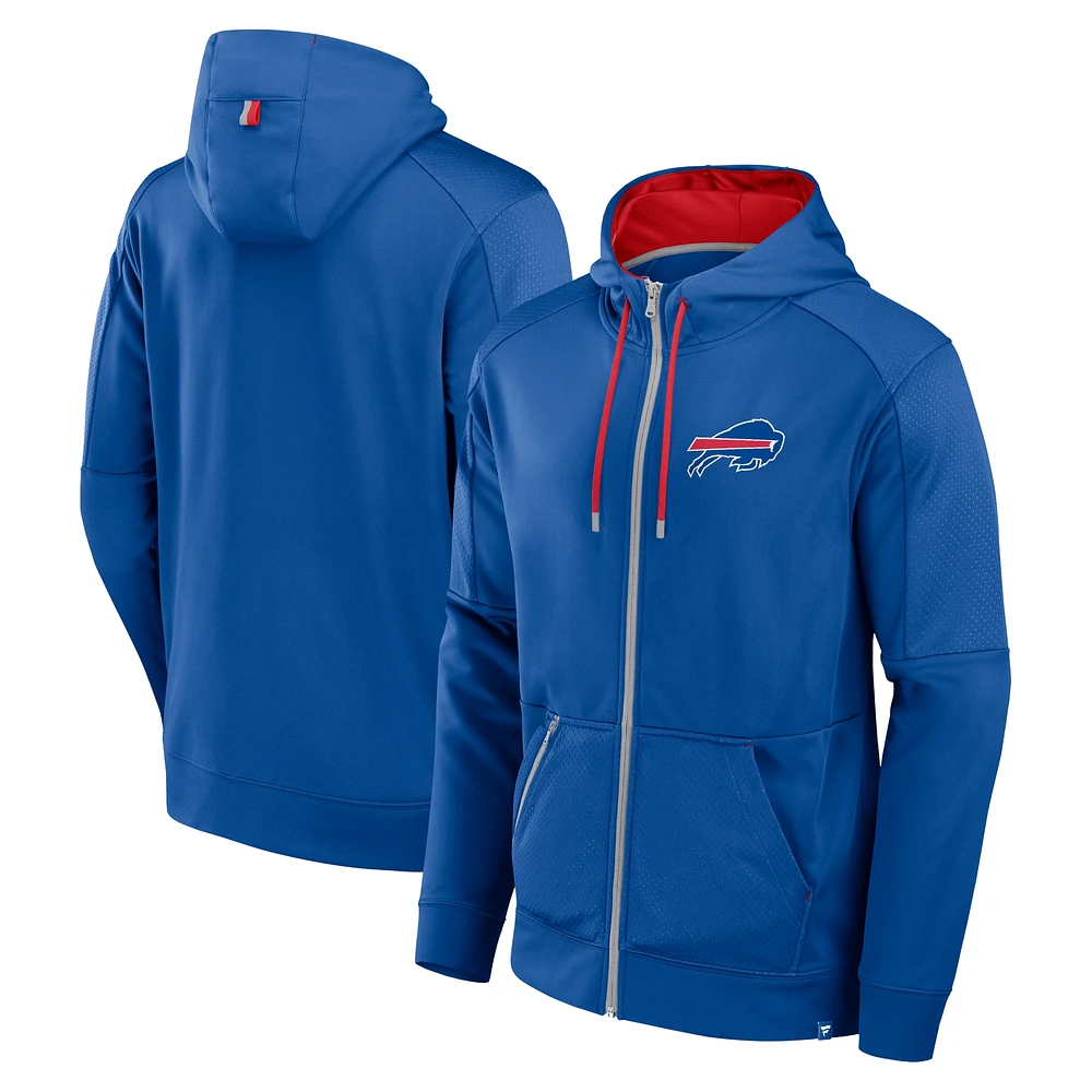 Sweat à capuche entièrement zippé Fanatics Royal Buffalo Bills Defender pour hommes