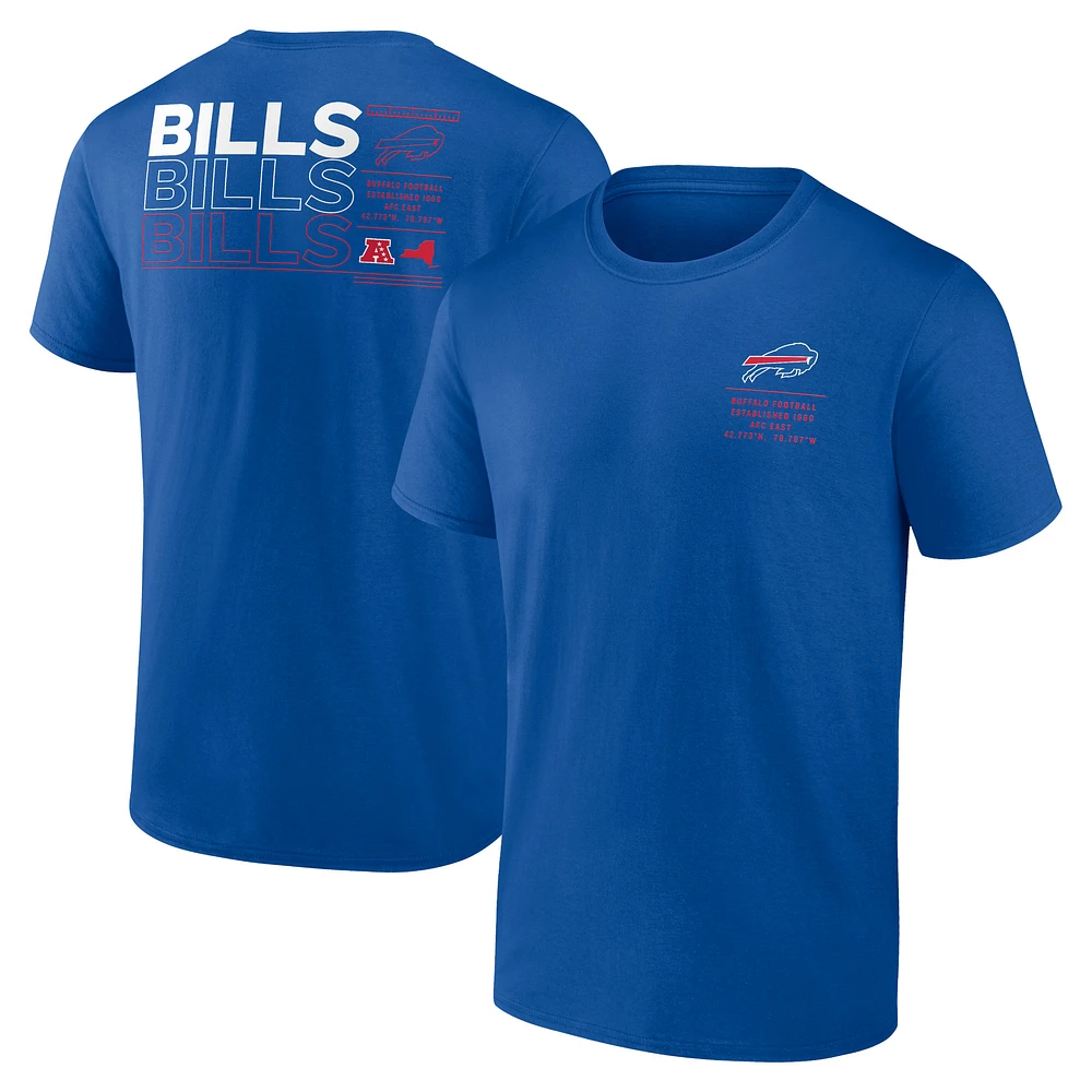 T-shirt Fanatics Royal Buffalo Bills pour homme avec statistiques répétées