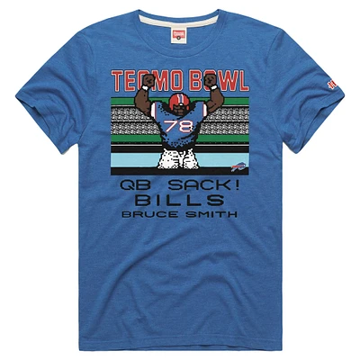 Men's Homage Bruce Smith Royal Buffalo Bills Tecmo Bowl Retired Player Graphic Tri-Blend T-Shirt