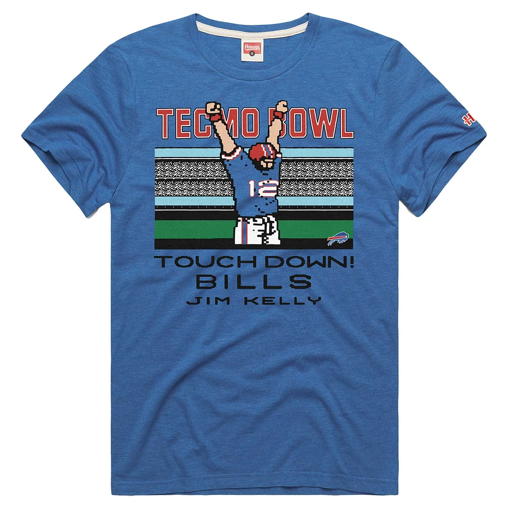 Men's Homage Jim Kelly Royal Buffalo Bills Tecmo Bowl Retired Player Graphic Tri-Blend T-Shirt