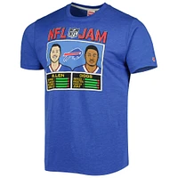 Hommage pour hommes Josh Allen et Stefon Diggs Heathered Royal Buffalo Bills NFL Jam Tri-Blend T-shirt