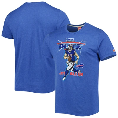 Men's Homage Josh Allen Heathered Heather Royal Buffalo Bills NFL Blitz Player Tri-Blend T-Shirt