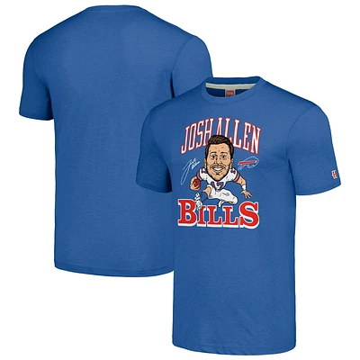 Men's Homage Josh Allen Royal Buffalo Bills Caricature Player Tri-Blend T-Shirt