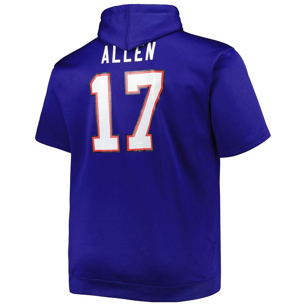 Josh Allen Royal Buffalo Bills Big & Tall Sweat à capuche manches courtes pour homme