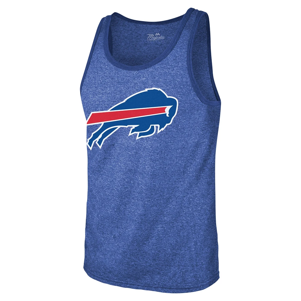 Débardeur à trois mélanges pour hommes Majestic Threads Josh Allen Royal Buffalo Bills Nom et numéro du joueur